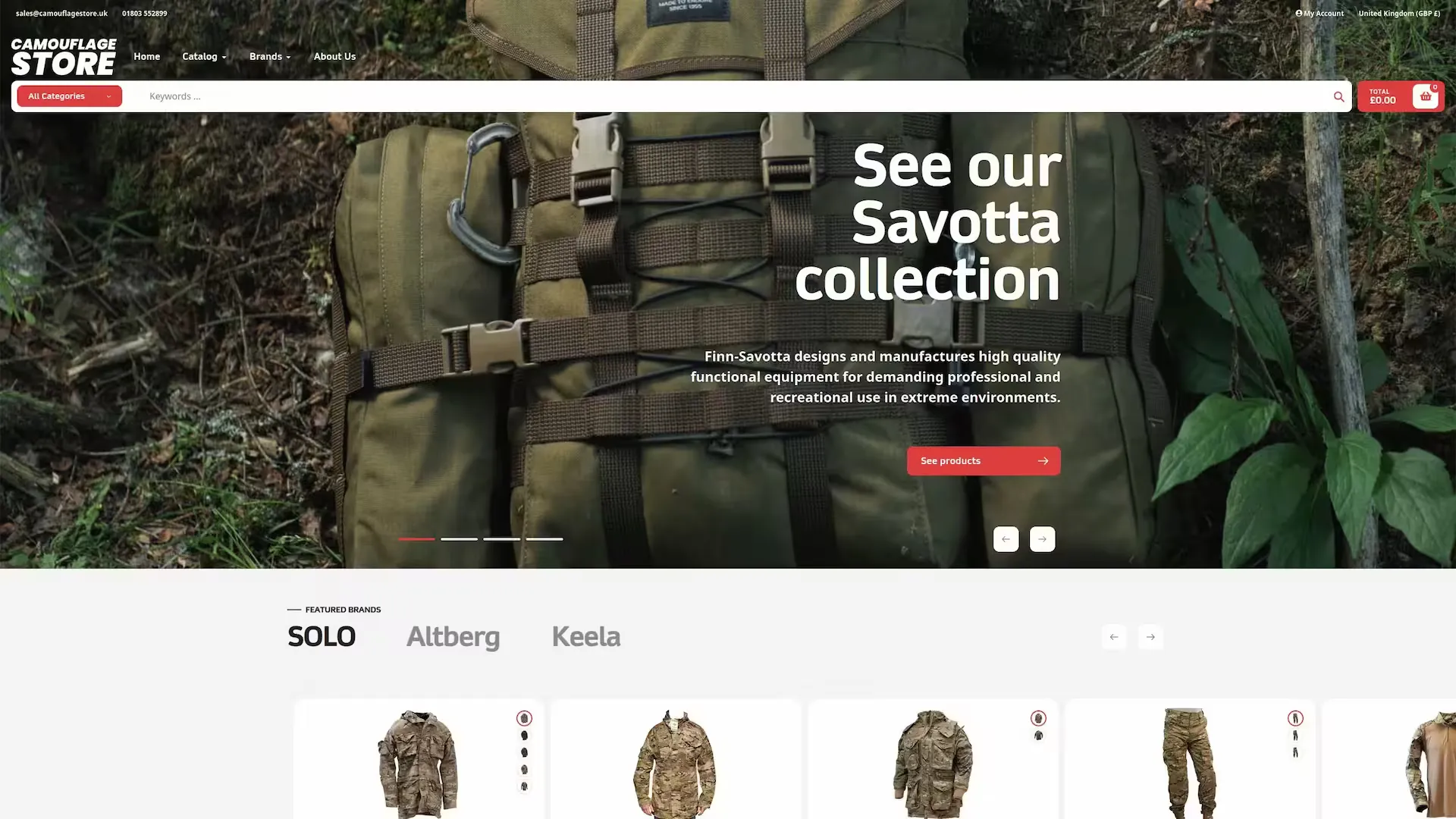 Camouflage Store homepage as of 2022