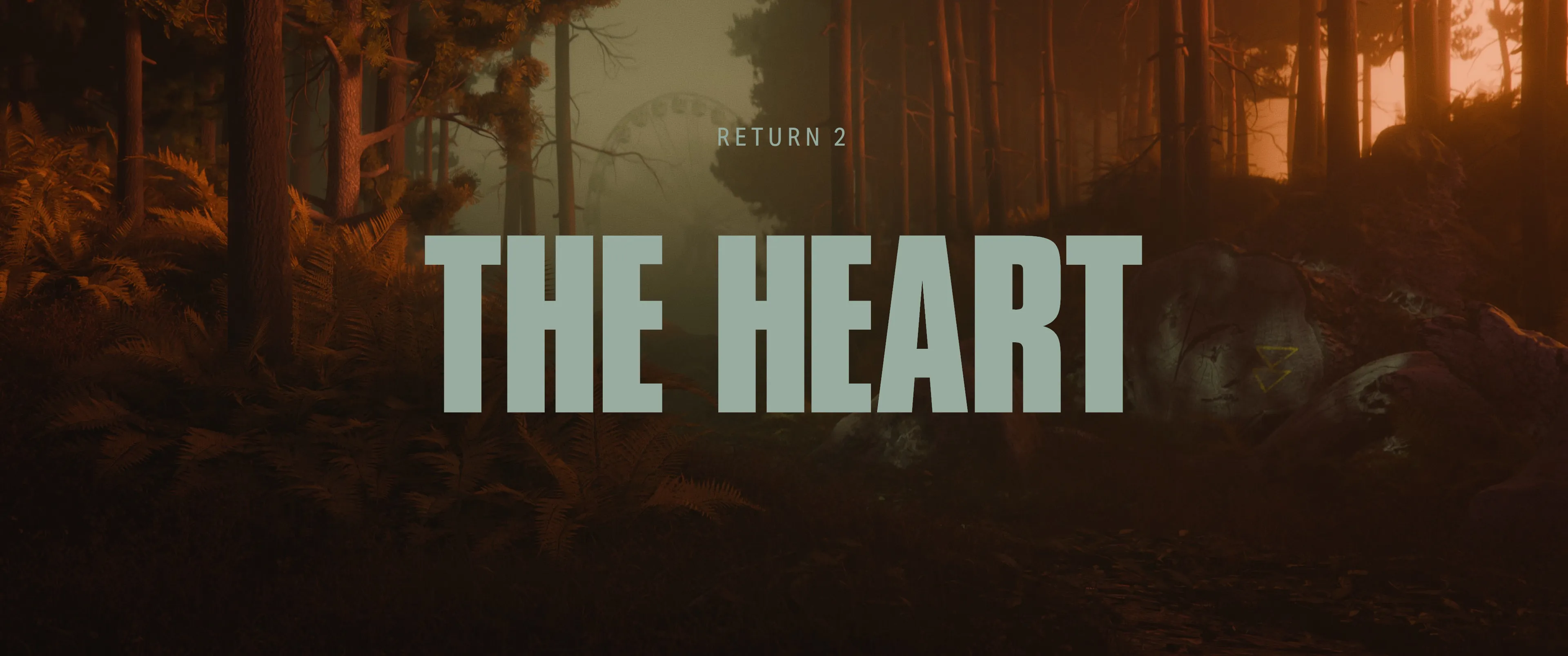Alan Wake II's "The Heart" inspired environment with titlecard
